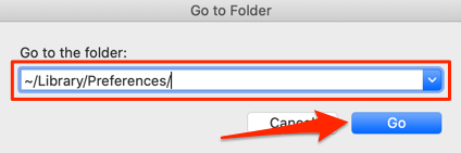 Go To Folder window 