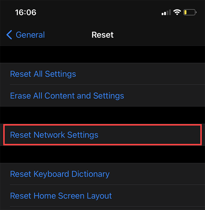 General > Reset > Reset Network Settings 