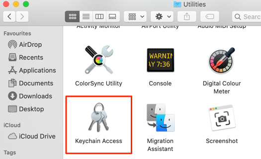 Keychain Access in Utilities