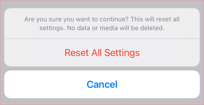 Settings > General > Reset > Reset All Settings and enter your phone’s passcode to proceed.