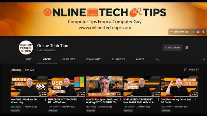 Online Tech Tips YouTube channel 