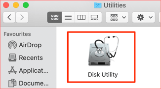 Disk Utility in Utilities 