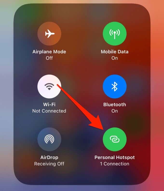 Personal Hotspot revealed under Wi-Fi icon in Control Center