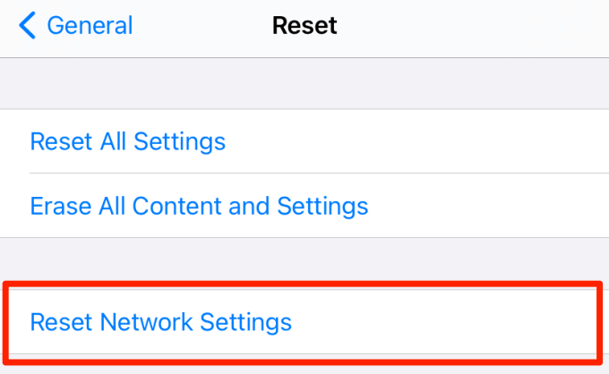 Reset Network Settings button