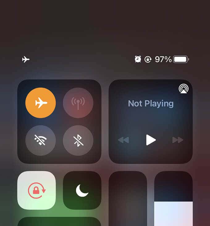 Airplane Mode in Control Center 