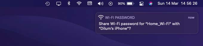 Wi-Fi Password notification 