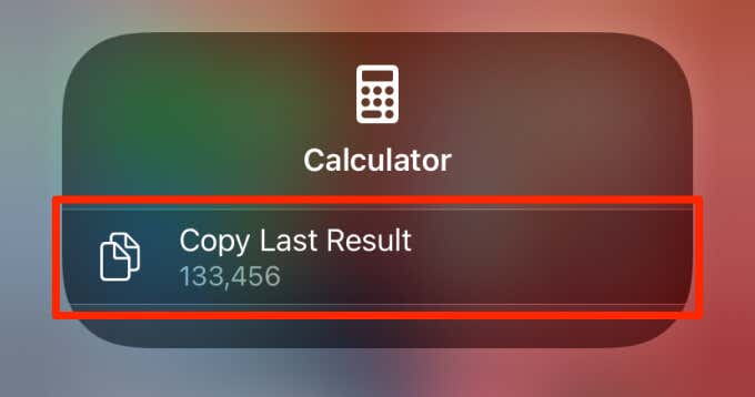 Copy Last Result option 