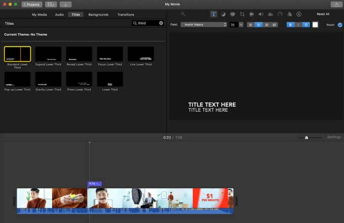 iMovie window 