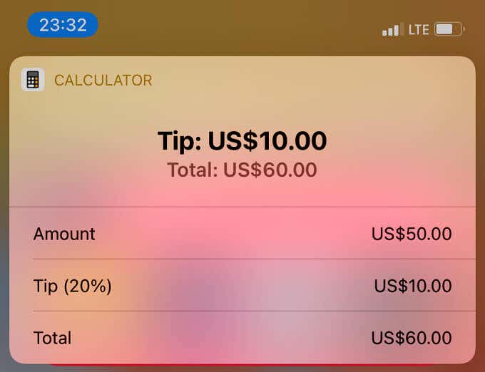 Tip calculation in Siri