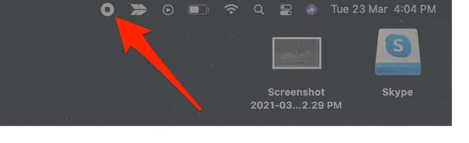 Stop in menu bar