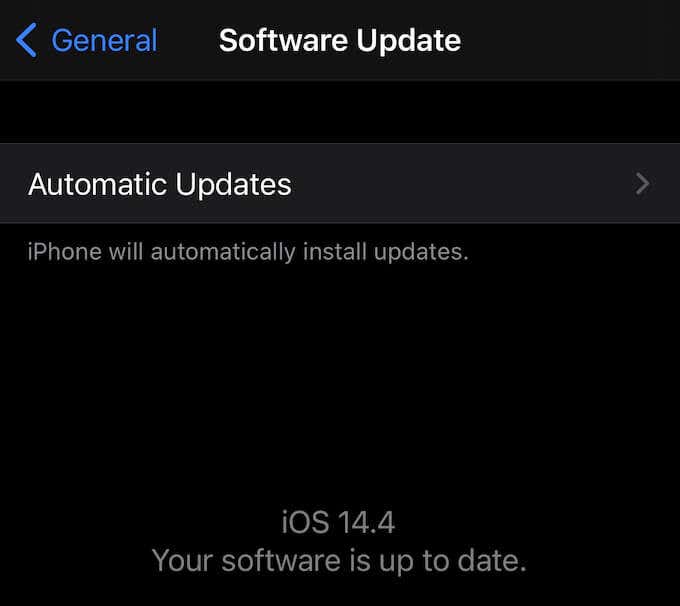 Software Update screen 