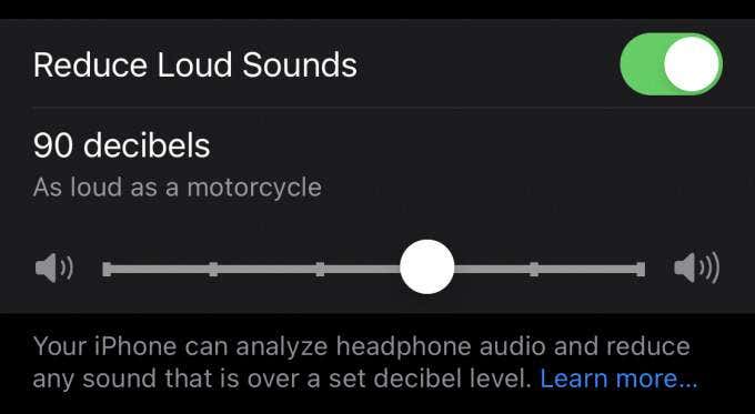 Reduce Loud Sounds Slider