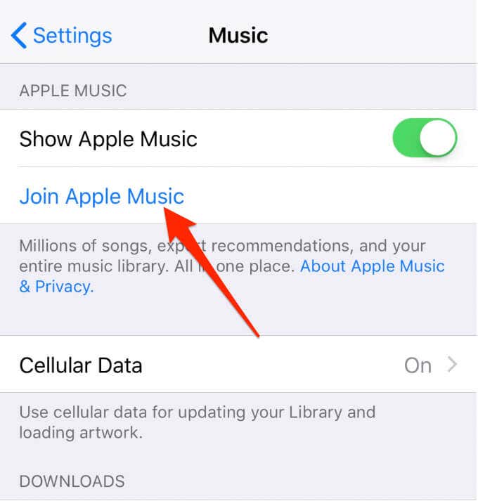 Join Apple Music button in Music 