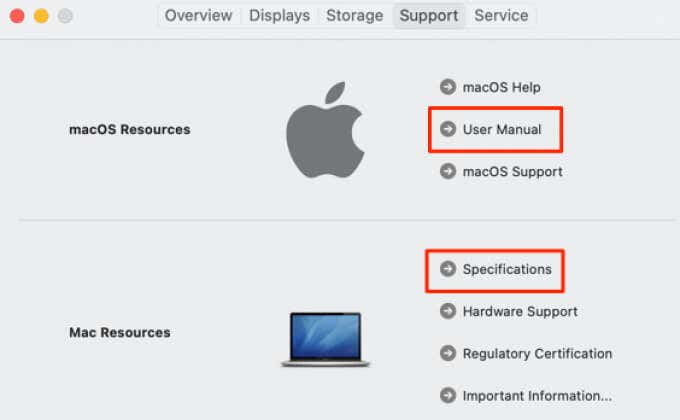 User Manual and Specifications in Support tab