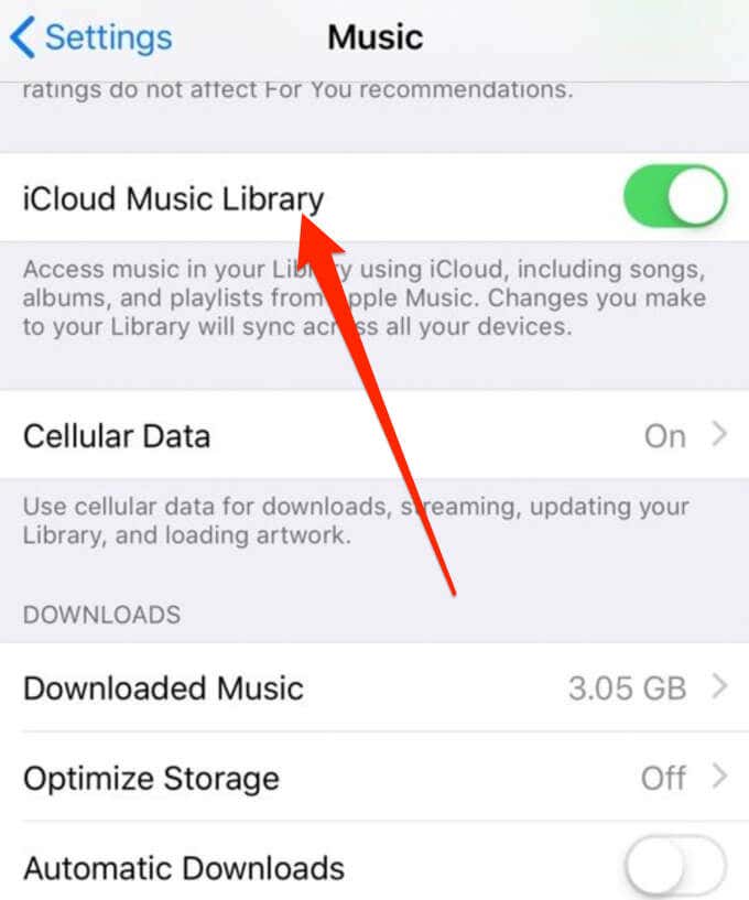 iCloud Music Library enabled