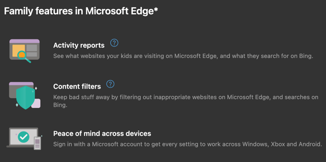 Family Features in Microsoft Edge