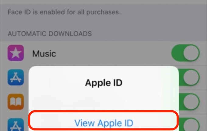 View Apple ID prompt