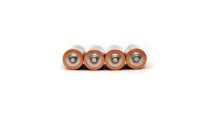 A row of AA batteries