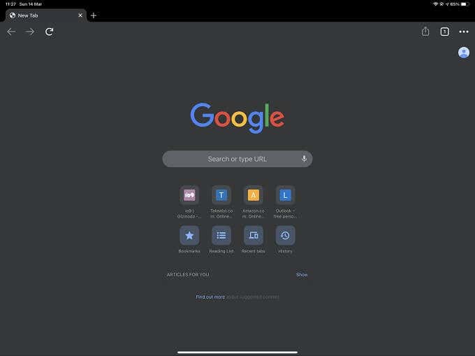 App open in full screen 