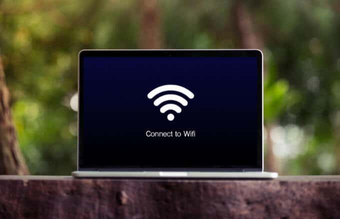 A laptop connected to Wi-Fi