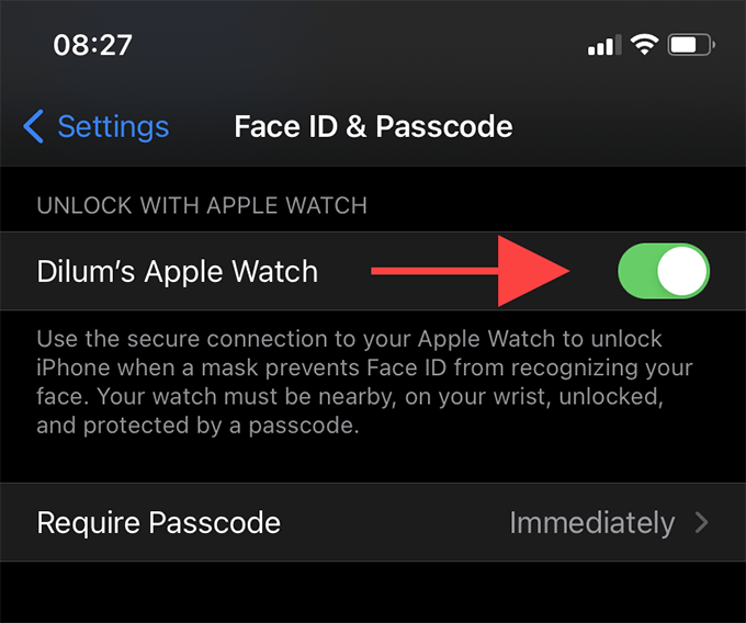 Apple Watch toggle 