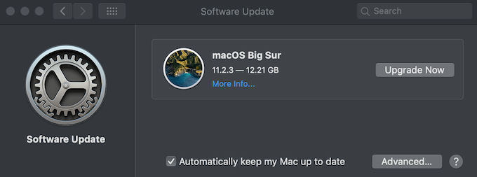 Software Update window 