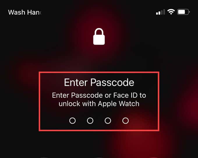 Enter Passcode screen on Watch 