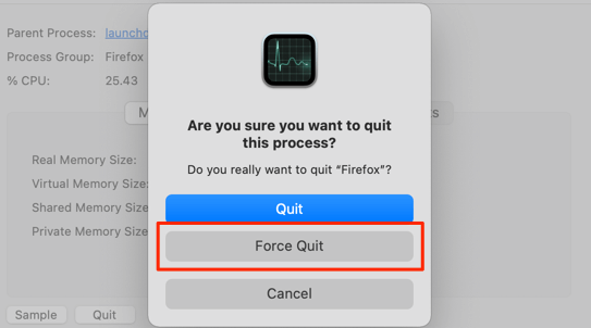 Force Quit button 