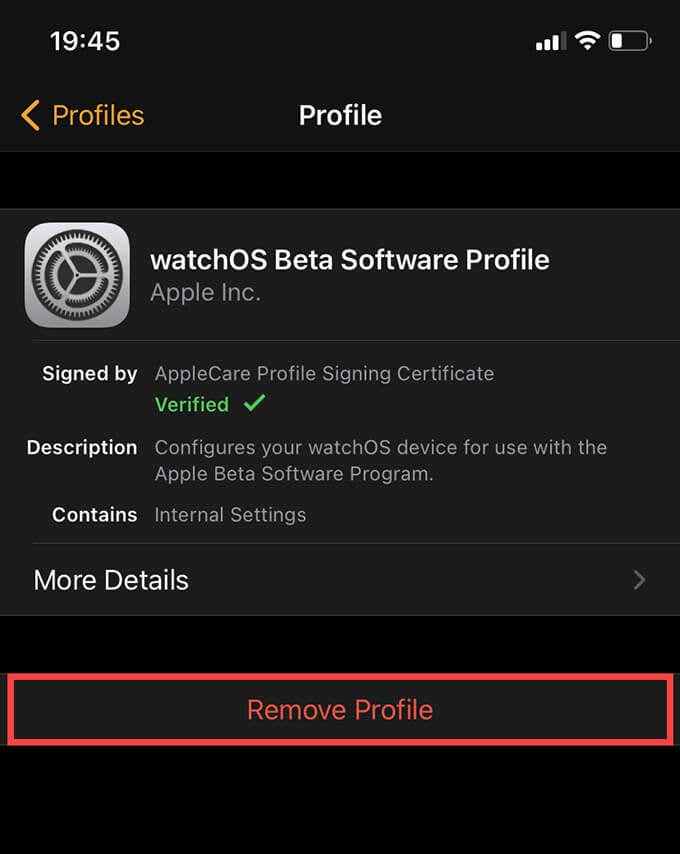 General > Profiles > watchOS Beta Software Profile > Remove Profile