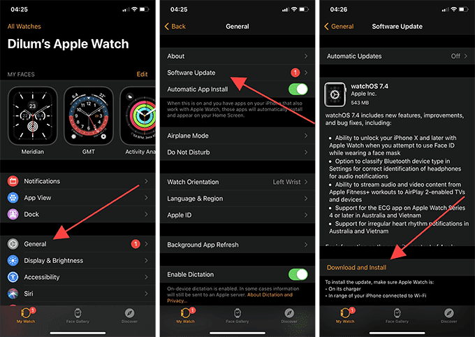 Visual instructions how to update Apple Watch 