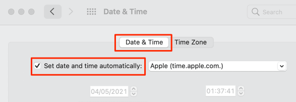 Set date and time automatically under  Date & Time 