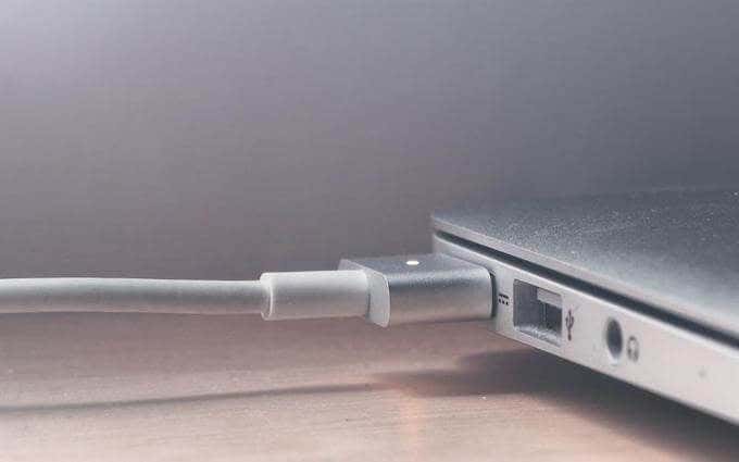 MacBook connected to power