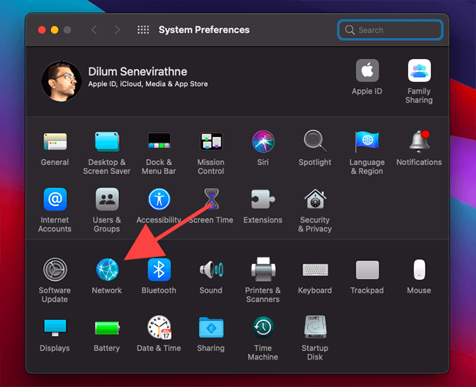 Network in System Preferences menu 