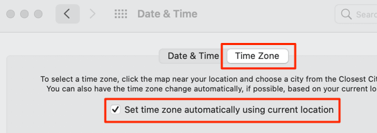 Set time zone automatically using current location in Time Zone 