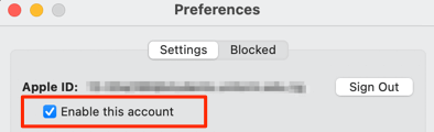 Enable this account checkbox 