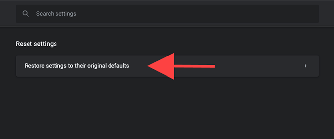 Restore settings to their original defaults