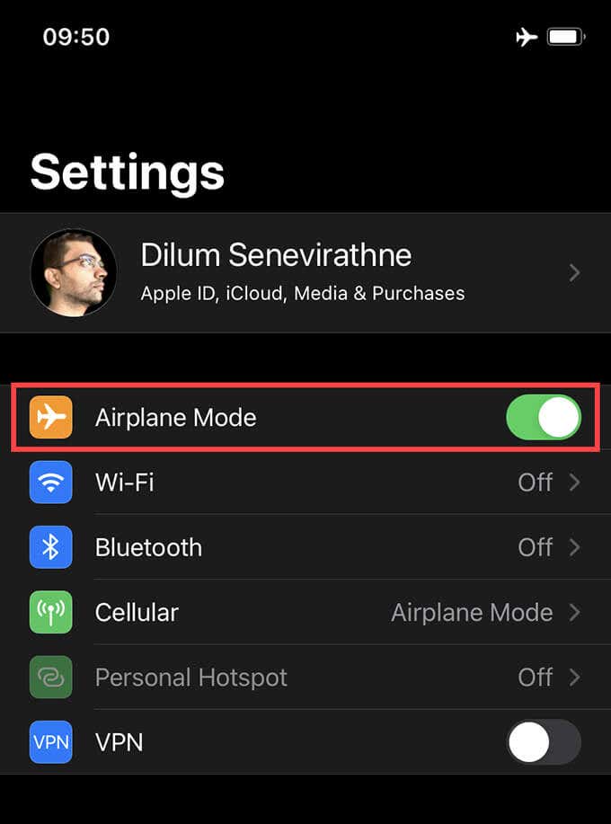 Airplane Mode toggle 