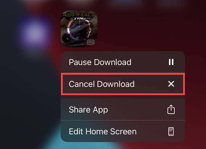 Cancel Download in long-press menu