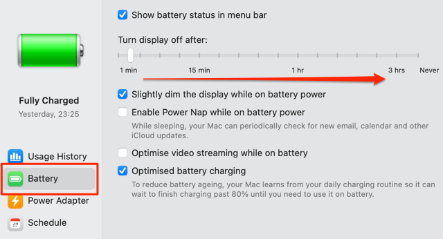 Turn display off after slider