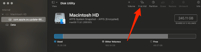 First Aid in Disk Utility 