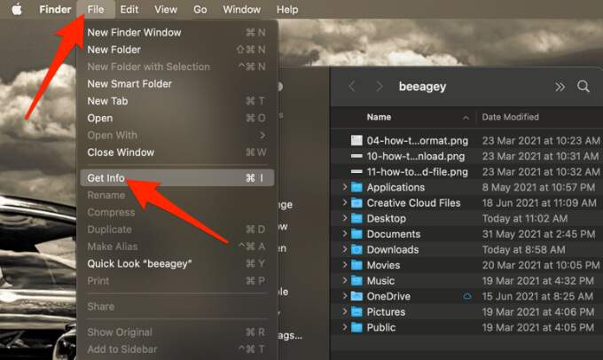 File > Get Info