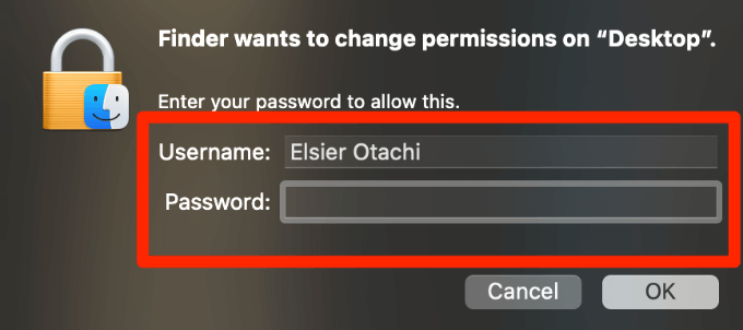 User/Password window 