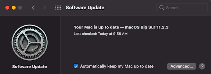 Software Update screen