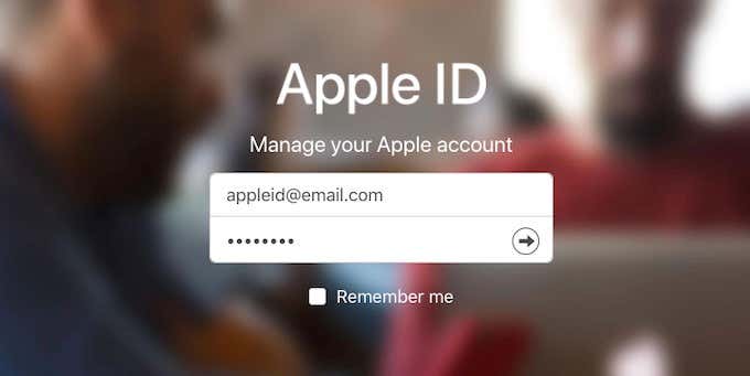 Apple ID login screen 