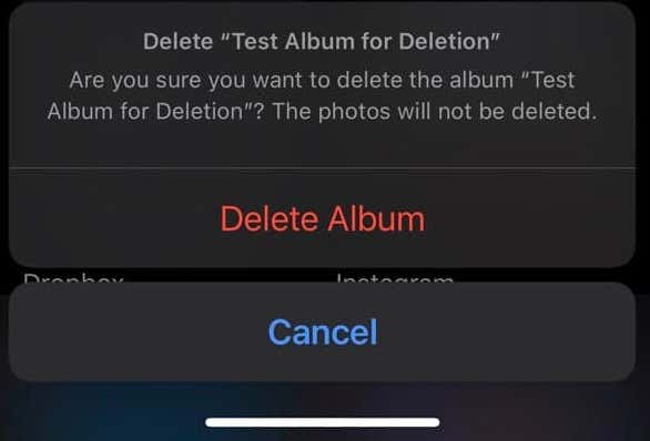 Delete Album confirmation window 