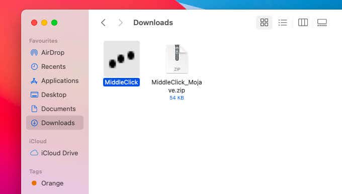 MiddleClick in Downloads folder