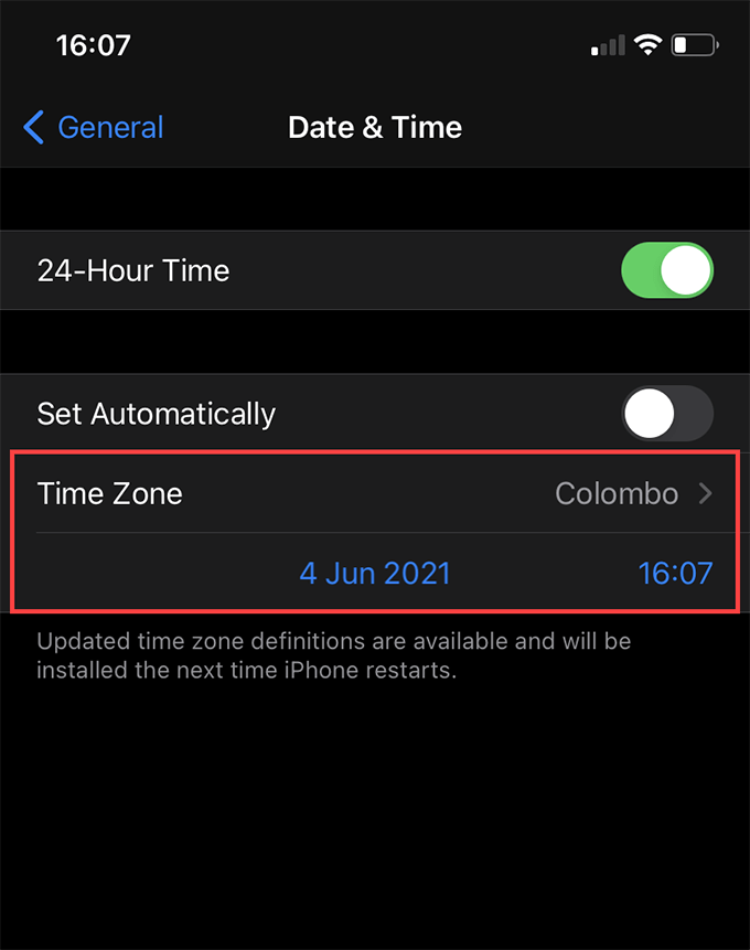 Date & Time > Time Zone