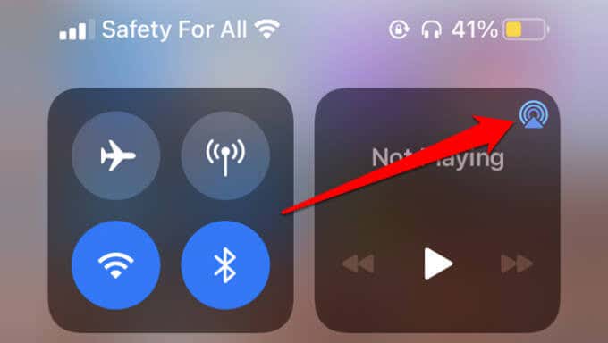 AirPlay icon in Control Panel 