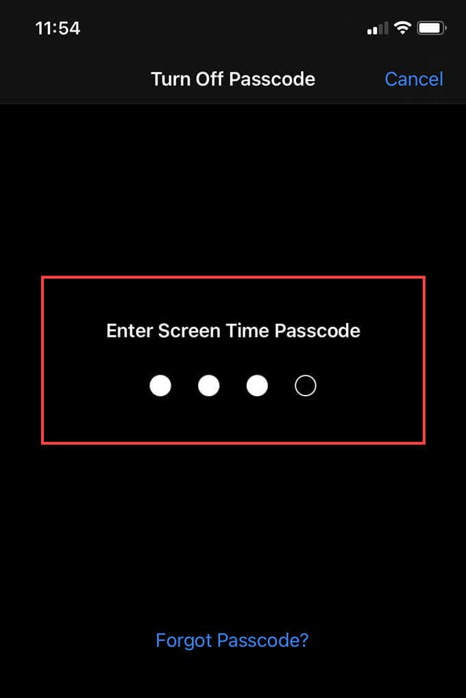 Enter Screen Time Passcode 