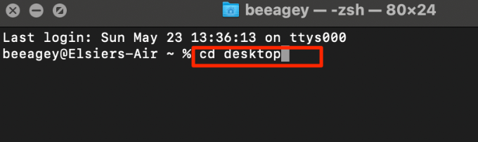 cd desktop command 